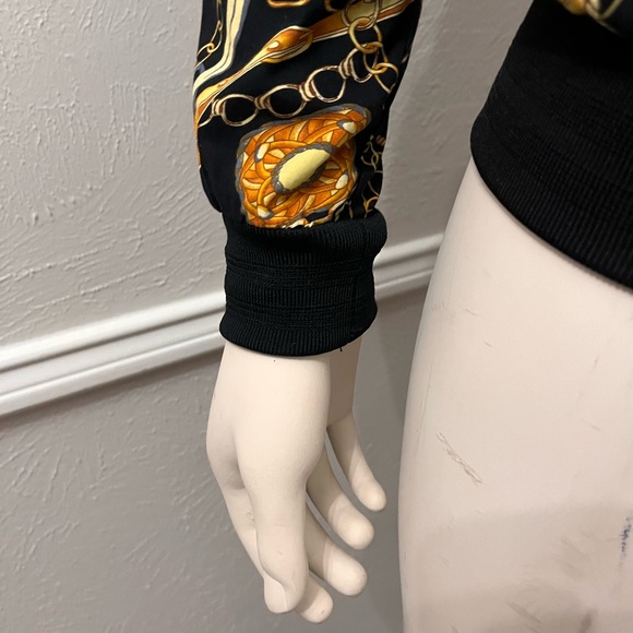 Versace Inspired Black and Gold Chain Print Jacket - Picture 5 of 6